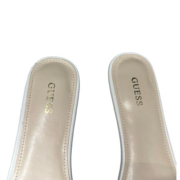 Guess White Sandal Slides Size 8M with Guess, Logo New with Box - Picture 2 of 7